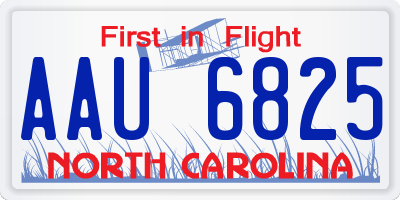 NC license plate AAU6825