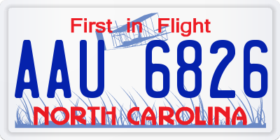 NC license plate AAU6826