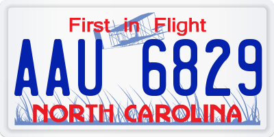 NC license plate AAU6829