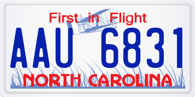 NC license plate AAU6831