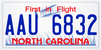NC license plate AAU6832