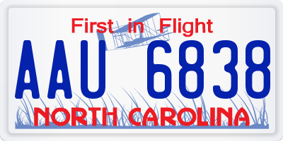 NC license plate AAU6838