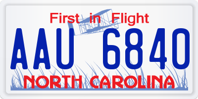 NC license plate AAU6840