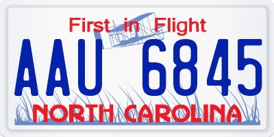 NC license plate AAU6845