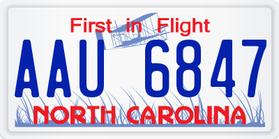 NC license plate AAU6847