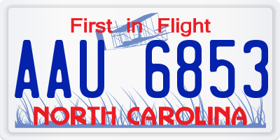 NC license plate AAU6853
