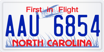NC license plate AAU6854