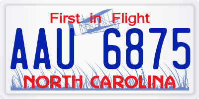 NC license plate AAU6875