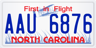 NC license plate AAU6876
