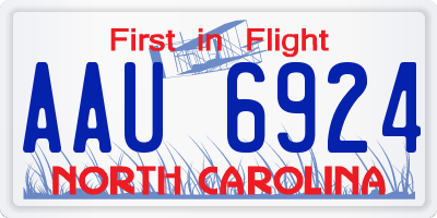 NC license plate AAU6924