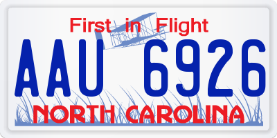 NC license plate AAU6926