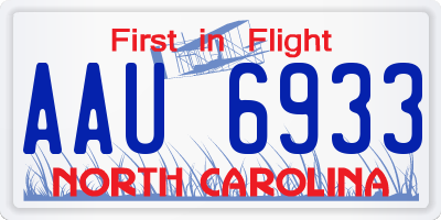 NC license plate AAU6933