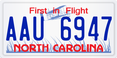 NC license plate AAU6947