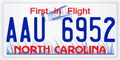 NC license plate AAU6952