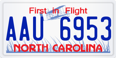 NC license plate AAU6953
