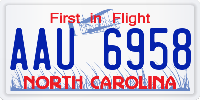 NC license plate AAU6958