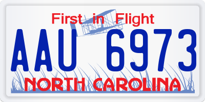 NC license plate AAU6973