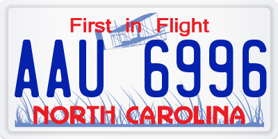 NC license plate AAU6996