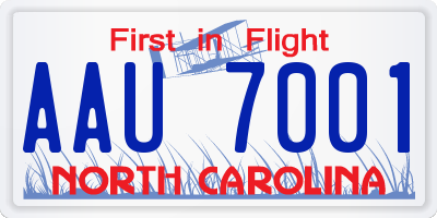 NC license plate AAU7001