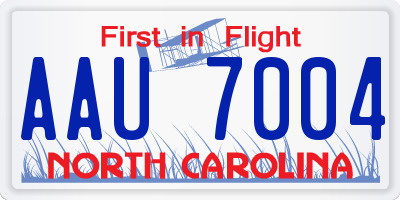NC license plate AAU7004