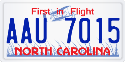 NC license plate AAU7015