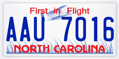 NC license plate AAU7016
