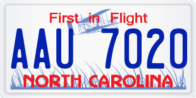 NC license plate AAU7020