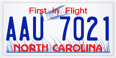 NC license plate AAU7021