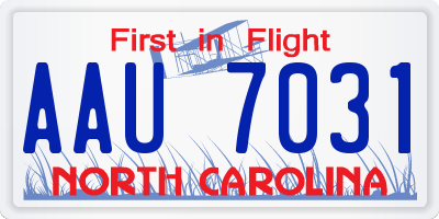 NC license plate AAU7031