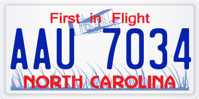NC license plate AAU7034