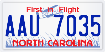 NC license plate AAU7035