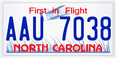 NC license plate AAU7038