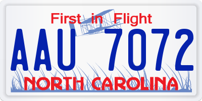 NC license plate AAU7072