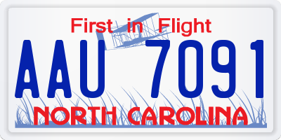 NC license plate AAU7091