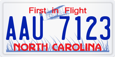 NC license plate AAU7123