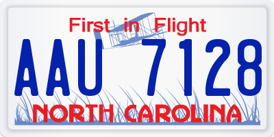 NC license plate AAU7128