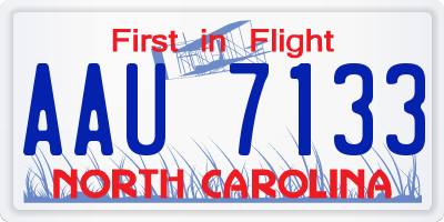 NC license plate AAU7133