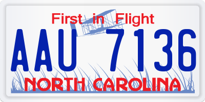 NC license plate AAU7136