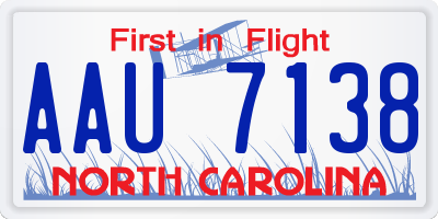 NC license plate AAU7138