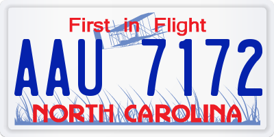 NC license plate AAU7172
