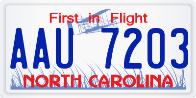 NC license plate AAU7203