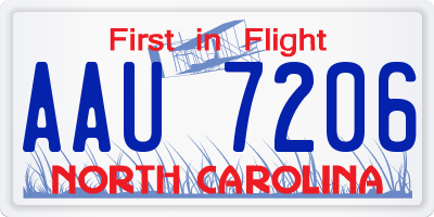 NC license plate AAU7206