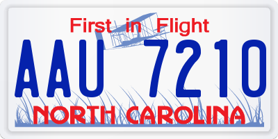 NC license plate AAU7210