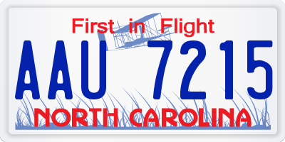 NC license plate AAU7215