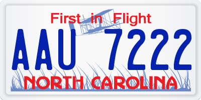 NC license plate AAU7222