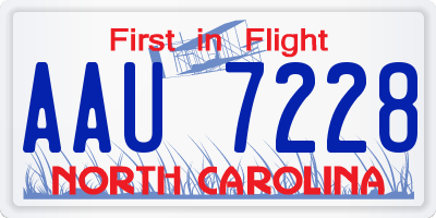 NC license plate AAU7228