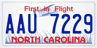 NC license plate AAU7229