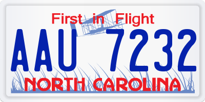 NC license plate AAU7232