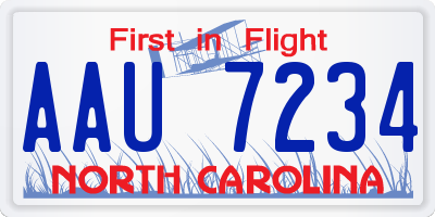 NC license plate AAU7234