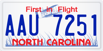NC license plate AAU7251